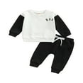 thumbnail image 1 of Infant Baby Boys Fall Winter Outfits Long Sleeve Sweatshirt Letter Print Pullover Tops Jogger Pants Set, 1 of 6