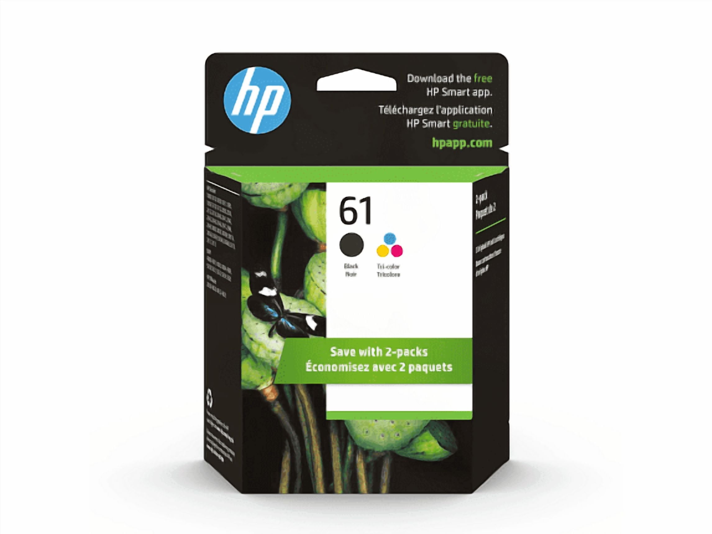 HP 61 2-pack Black/Tri-Color Original Ink Cartridges, ~170 pages, CR259FN#140
