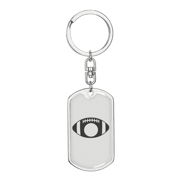 To My Wife  Footbal Plain Monogram Stainless Steel or 18k Gold Premium Swivel Dog Tag Keychain