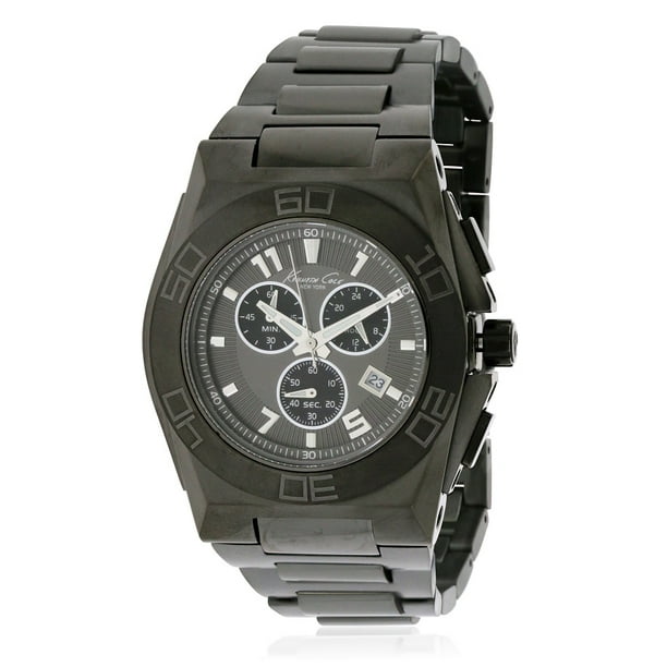 Kenneth Cole - Kenneth Cole Men's New York Black IP Chronograph Watch ...