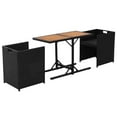 thumbnail image 3 of vidaXL 3 Piece Bistro Set with Cushions Poly Rattan Black, 3 of 5