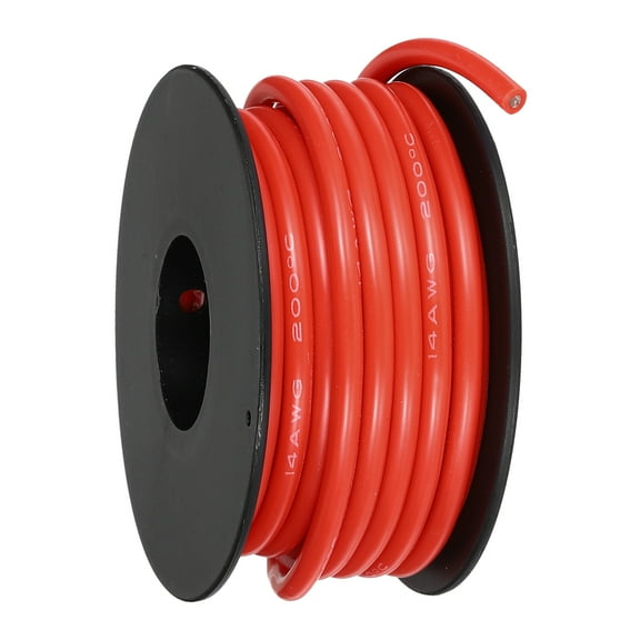 Uxcell 14AWG Flexible Silicone Wire 6m/20ft, 14 Gauge Tinned Copper Electrical Stranded Wire 200 Celsius/392 Fahrenheit High Temperature Hookup Spool for DIY Model Wiring, Red
