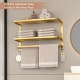 thumbnail image 4 of 3-Tier Gold Towel Racks for Bathroom with Towel Bars Multilayer Hotel Towel Shelf Stainless Steel Wall-Mounted Brushed Finish Holder with Towel Shelves 23 Inches, 4 of 12