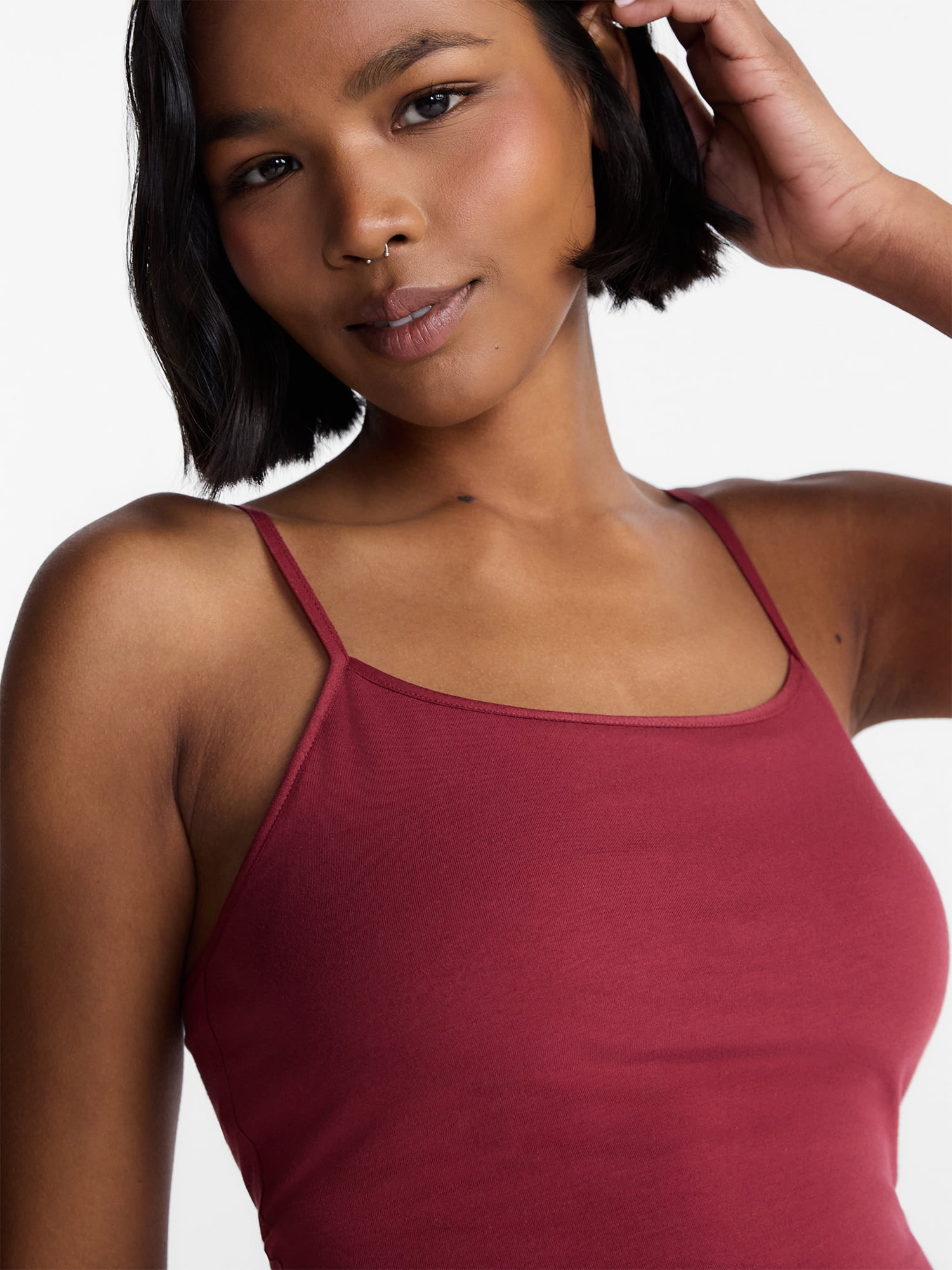 No Boundaries Cropped Cami Top with Shelf Bra, Women's XXS-XXL