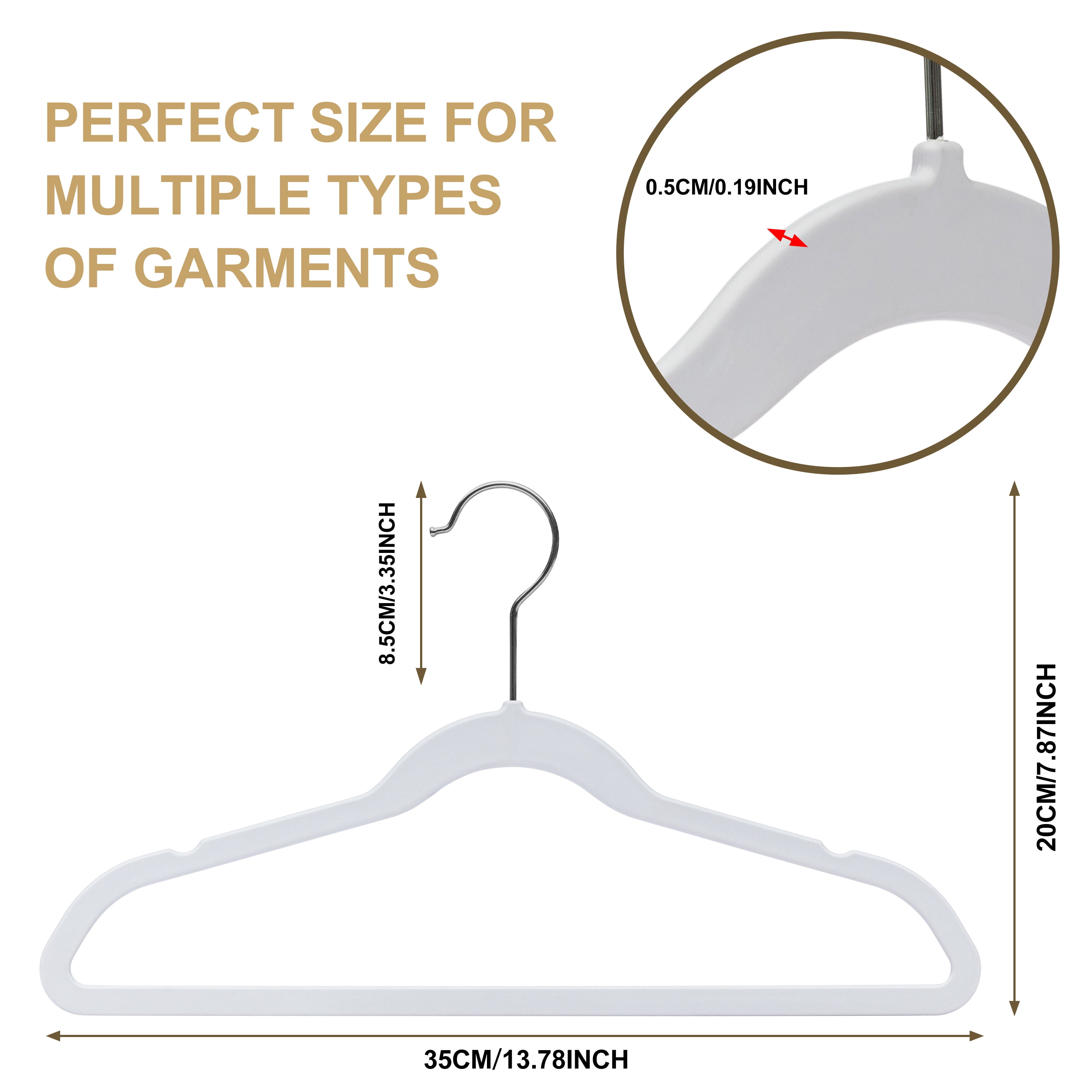 Quality Kids Plastic Non Velvet Non-Flocked Thin Compact Children's Hangers Swivel Hook for Shirts Blouse Coats (White, 30)