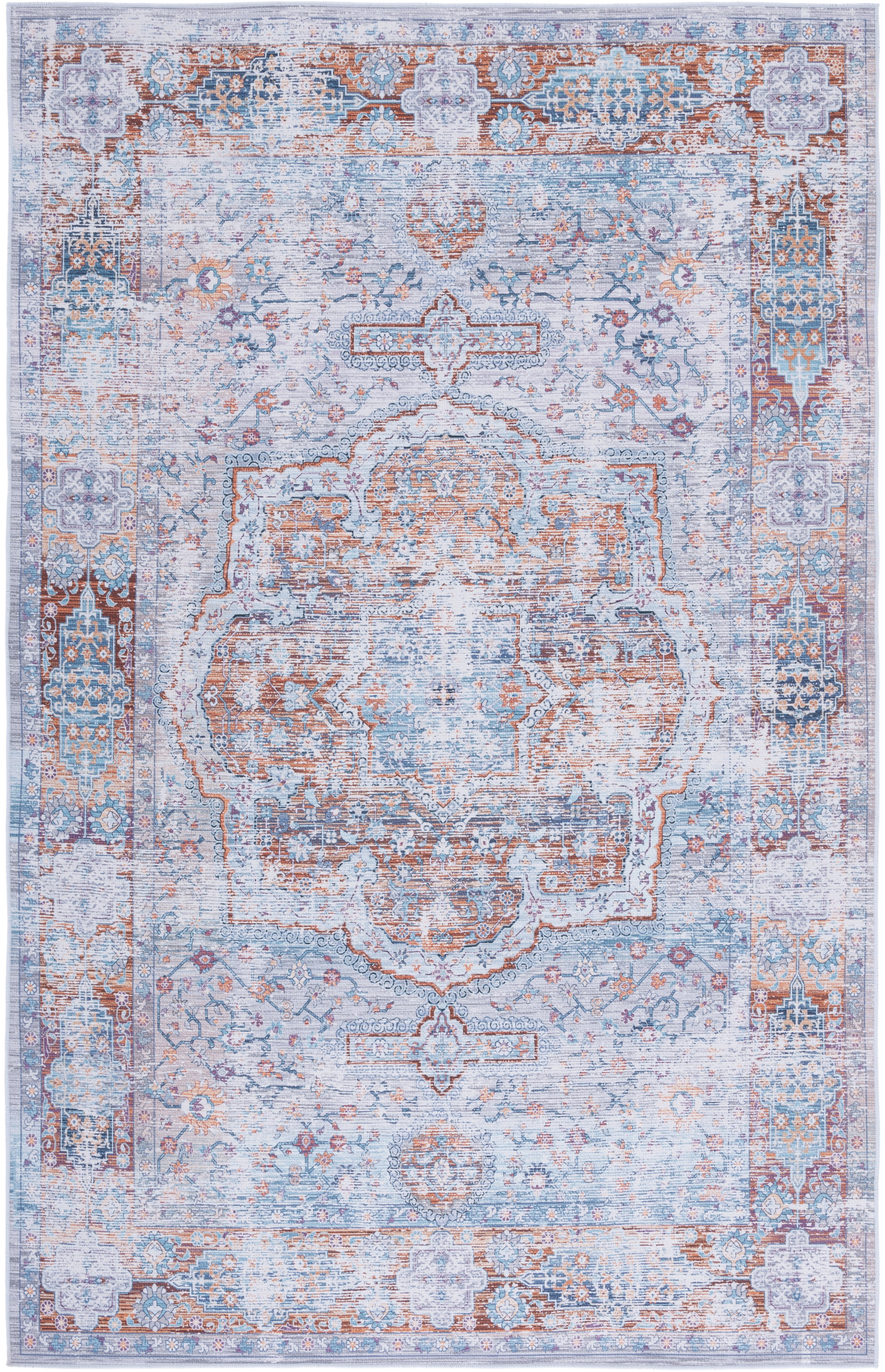 SAFAVIEH Tucson Ellison Traditional Machine Washable Area Rug, 4' x 6', Beige/Rust