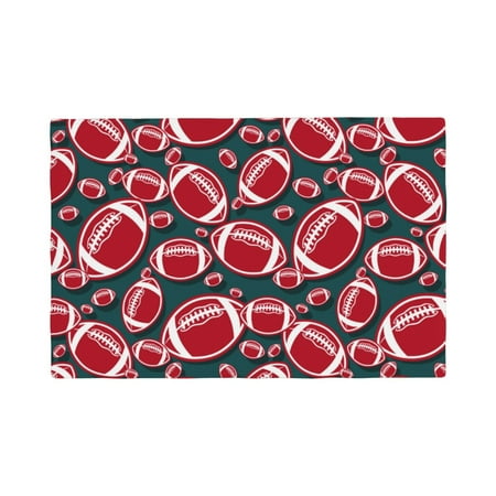 

Placemats Set of 4 red American football Rugby Heat Resistant Non - Slip Place mats Waterproof table mat for Kitchen Dining-4片装