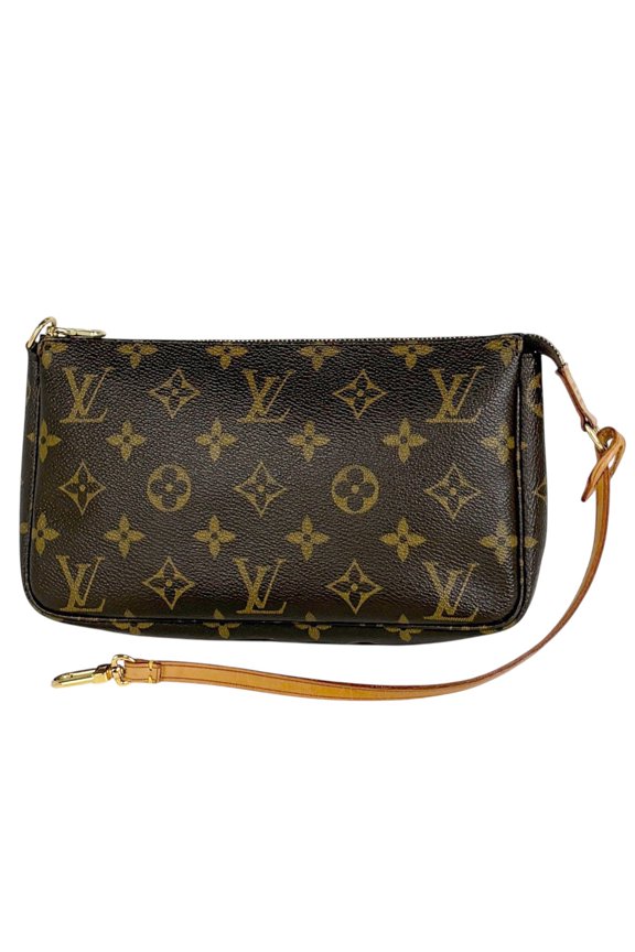 Pre-Owned Louis Vuitton Pochette Accessoires 2-Way Accessory Pouch, Monogram Brown, M51980,...