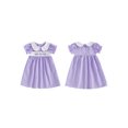 thumbnail image 2 of Lairauiy Kids Girls Summer Plaid Dress Letter Embroidery Short Sleeve A-Line Dress for Toddler Cute Clothes, 2 of 9