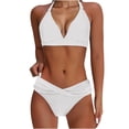thumbnail image 4 of UTSJKR Women Two Piece Bathing Suits Push Up Bikini Set Summer Beach Fashion Halter Swimsuit Vintage Swimwear White XXL, 4 of 8