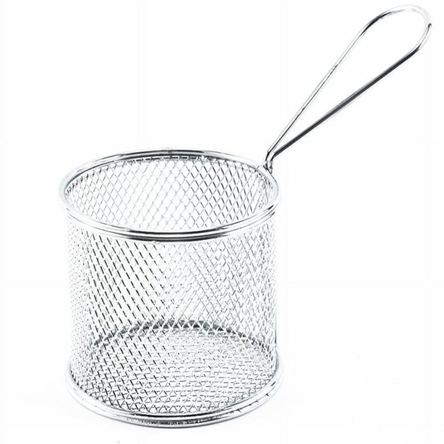 CC TOY Panier à Frire Profond Petit Panier Rond Passoire Friteuse à Chips Française pour Cantine