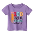 thumbnail image 3 of LUOGENLI T-Shirt pour Filles et Garçons, Col Rond, Manches Courtes, T-Shirt d'Été Décontracté, Ensemble Maxi, Tenues 2 Pcs pour Filles, Violet, 8-9 Ans, 3 of 4