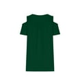 thumbnail image 5 of Jewelreauty Women Plus Size Cold Shoulder Tops Short Sleeve Round Neck Tunic Tees Summer Casual Blouses (3XL, Green), 5 of 7