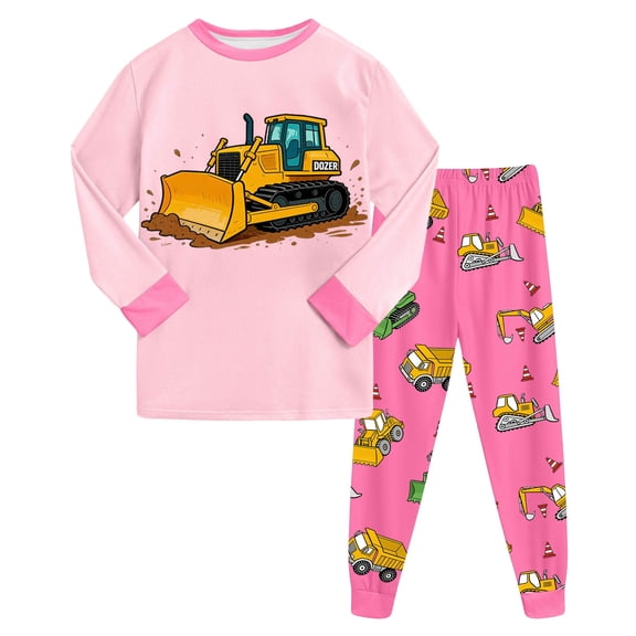 Hessimy Toddler Boys Girls Spring Summer 2Pcs Crewneck Long Sleeve Sweatshirt Pants Soft Sweatsuit, Crewneck Sweat Pants(Pink,8-9 Years)