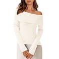 thumbnail image 1 of Suéter PRETTYGARDEN Mujer Hombros Descubiertos Manga Larga Blanco XL, 1 of 8