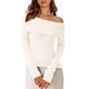 thumbnail image 1 of Suéter PRETTYGARDEN Hombros Descubiertos Manga Larga Blanco Talle S, 1 of 8