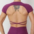 thumbnail image 1 of Top corto con Cruz hueca para mujer, camiseta de manga corta para Yoga con almohadillas, camisetas de entrenamiento para Fitness, ropa de gimnasio, camisetas para correr, 1 of 5
