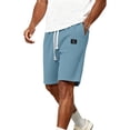 thumbnail image 3 of ADSSDQ Mens Shorts Summer Casual Waffle Knit Drawstring Elastic Waist Comfy Shorts with Pockets Beach Vacation Light Blue 3XL, 3 of 7