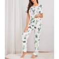 thumbnail image 3 of Ropa De Salón, Conjunto De Pijamas De Cuello Redondo Amigables Con La Piel Estampado Elegante Pantalones Largos Casuales Transpirables Cómodos Para El Hogar ANGGREK Otros, 3 of 6