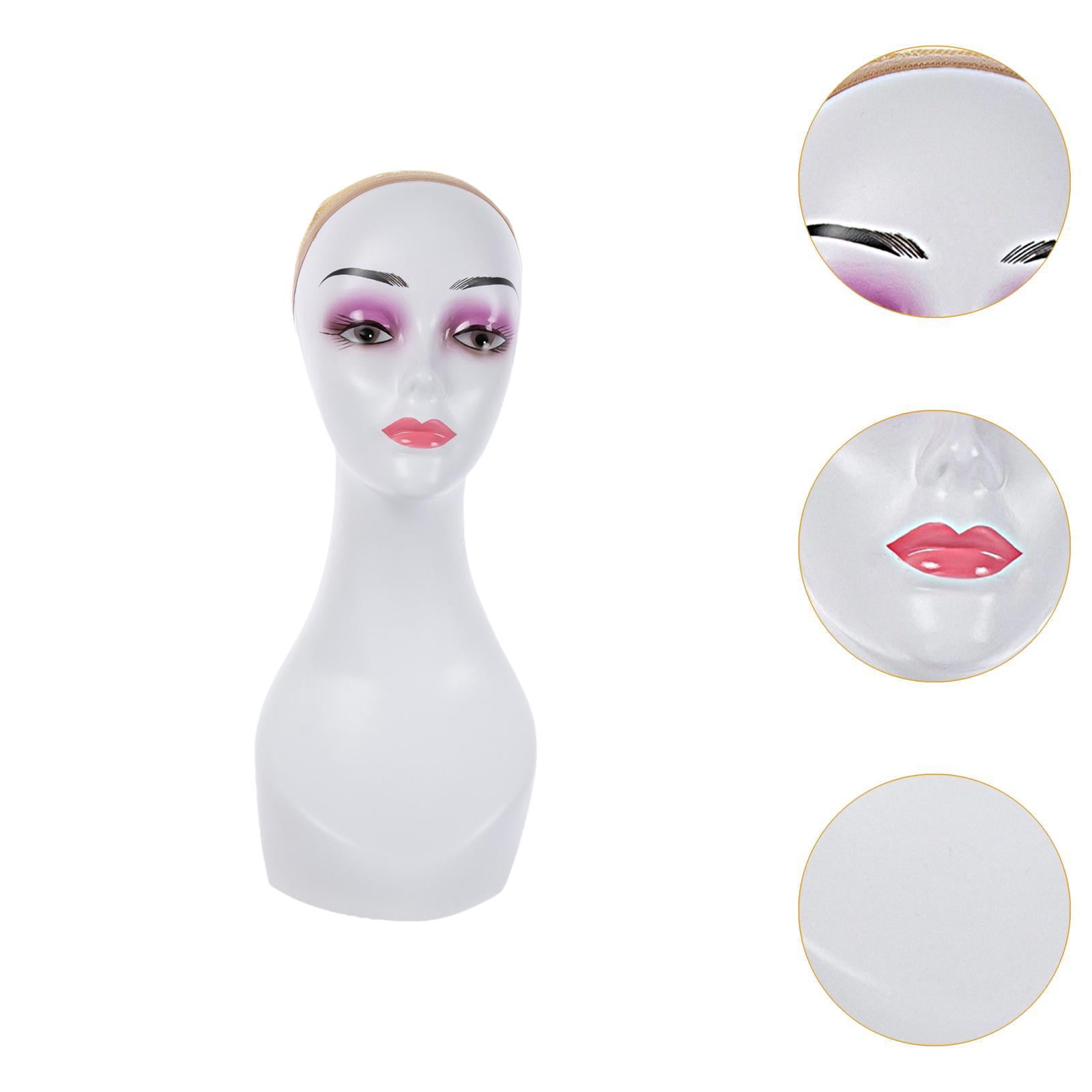 Stgfyxgs Bald Manikin Head with Shoulder Stable Base Stand Professional Manikin Head for Hats Beauty Accessories Jewelry Salon Violet Eye Shadow