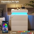 thumbnail image 5 of HYJY Nightstand with Charging Station and LED Lights,Night Stand with Sliding Top for Bedroom,Bedside Table with Drawers,Modern End Side Table,White, 5 of 17