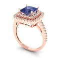 thumbnail image 2 of 2.07 ct Princess Cut Simulated Tanzanite with Simulated Diamond Halo Accents 14K Rose Gold Womens Engagement Ring, 2 of 5