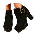 thumbnail image 3 of Women's Round Headed Heart Shaped Thick Bottom Suede And Coarse Heel High Heeled Short Boots, 3 of 8