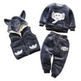 thumbnail image 2 of KYAIGUO 3PCS Baby Toddler Unisex Cartoon Sweatshirt and Pants Set Fall Double Fleece Sweatsuit+fleece Sweatpants+hooded Vest Jacket Outfits for 1-5T, 2 of 9