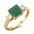 thumbnail image 2 of 0.95 Ctw Princess cut Square Green Onyx 925 Sterling Silver Gold Vermeil Trio Stone Dainty Women Valentines Day Gifts Ring, 2 of 4