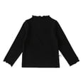 thumbnail image 4 of Nwiuh Girls Mock Neck T-Shirt Long Sleeve Lettuce Trim Tops Slim Fit Tee (Black, 12-18 Months), 4 of 4