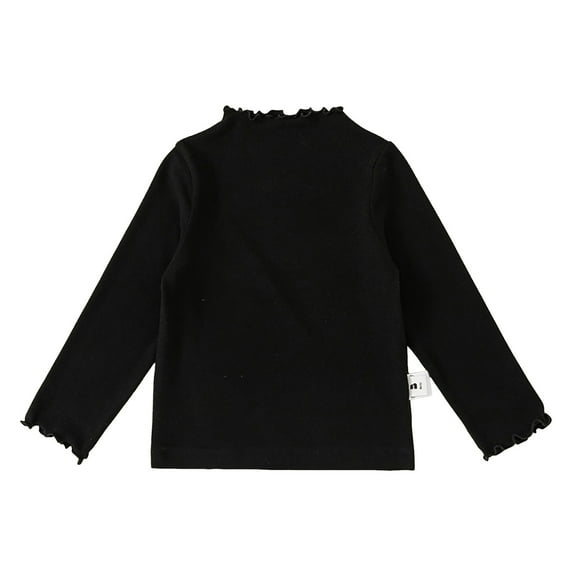 Staki Girls' Long Sleeve Fall Shirts Soft Casual Tops for Autumn Cute Long Sleeve Tops(Black,12-18 Months)