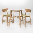 thumbnail image 3 of Noble House Mitchell Mid-Century Modern 3 Piece Bar Set, Natural Oak, Green Tea, 3 of 9