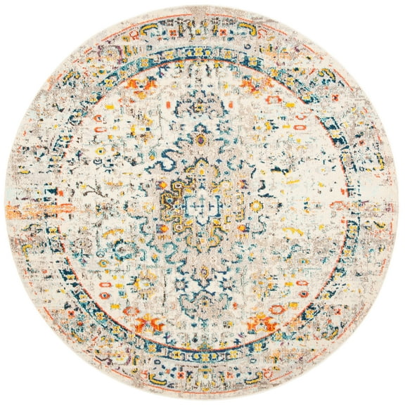 SAFAVIEH Madison Alys Vintage Traditional Area Rug, Cream/Blue, 11' x 11' Round