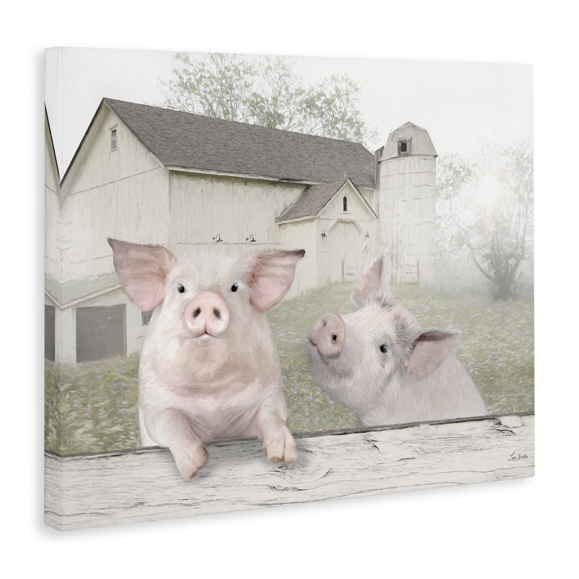 Stupell Industries Piglets Farm Scenery Animals & Insects Painting Gallery Wrapped Canvas Art Print Wall Art, 48 x 36
