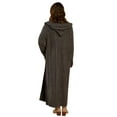 thumbnail image 2 of Langwyqu Autumn Winter Long Open Front Cardigan Knit Ankle Length Hooded Sweater With Pocket, 2 of 3