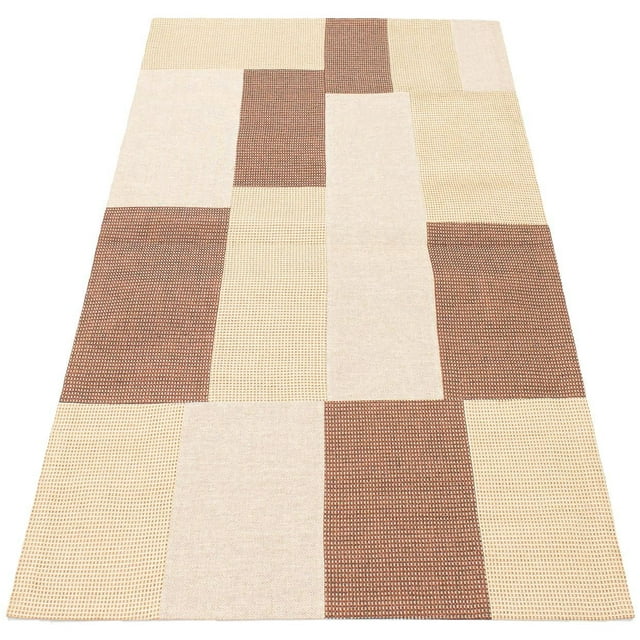 ECARPETGALLERY 4'7" x 6'7" Transitional Collage Handmade Area Rug for Living Room, Dining Room and Bedroom in Brown