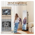 thumbnail image 4 of Full Length Mirror with Coat Rack, 55" Standing Floor Mirror with Lockable Wheels, Hanging Rods, & Storage Shelves, for Bedroom, Closet, Living Room, Entryway (Black & Dark Walnut), 4 of 9