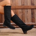 thumbnail image 5 of Shadouami Women Knee High Boots Block Low Heel Suede Pointed Toe Wide Calf Boots Pull on Dress Fall Winter Fashion Shoes Size 4-15 US, 5 of 8