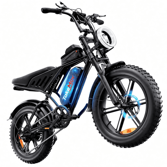TakeMov Electric Bike for Adults, 750W Motor, 60 Miles, 20"x4" Fat Tire Off-Road Ebike, 48V/15Ah, 7-Speed, E Mountain Bike, NFC Unlock, UL2849