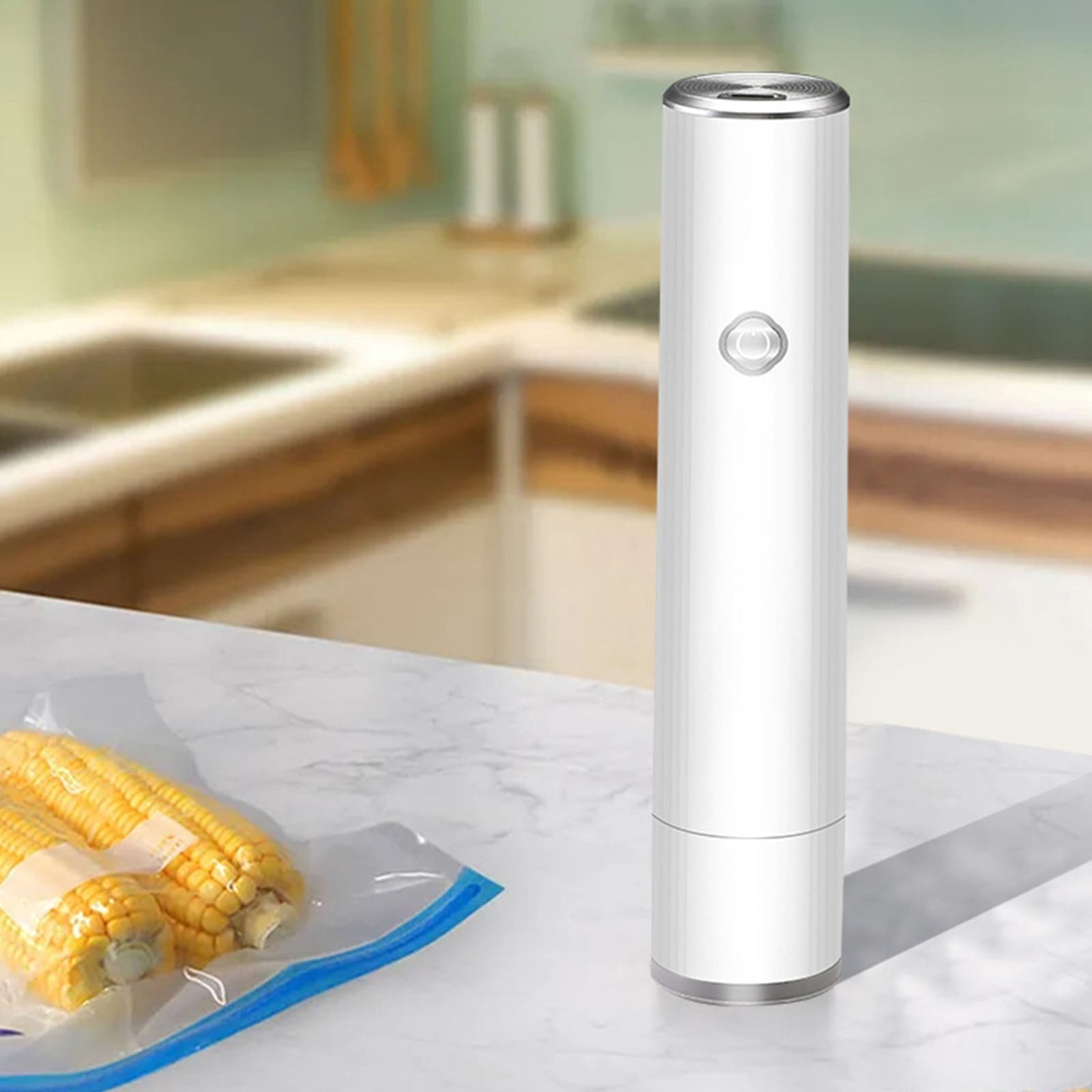 Vacuum Sealer for Food, Food Sealer Machine, Handheld Compact Vacuum Sealer Machine with 5 Reusable Bags, Fresh Preservation, Ideal for Refrigerator Storage,Meal Prep,and Food Storage(White,6.7x1.4")