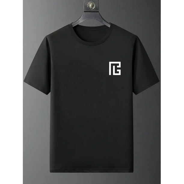 Men's Casual Short-Sleeve T-Shirt with Unique Geometric Print - Crew Neck, Soft Cotton, Perfect for All Seasons