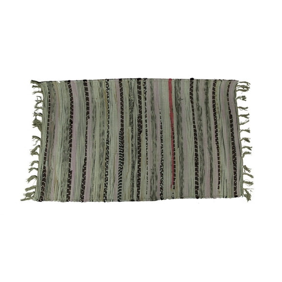 Zeckos Multicolored Cotton Chindi Rag Fringed Throw Rug