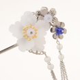 thumbnail image 4 of Retro Floral Tassel Bead cabellero Palillo Horquilla Chino Japonés - Blanco Fernando Palo chino antiguo del pelo, 4 of 8