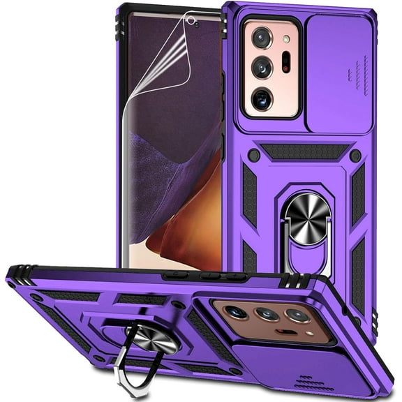 MYKOMI for Samsung Galaxy Note 20 Ultra Case with Camera Lens Cover HD Screen Protector, Military-Grade Drop Tested Magnetic Ring Holder Kickstand Protective Phone Case for Galaxy Note 20 Ultra 5G