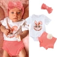 thumbnail image 2 of Baby Outfits Girl Girls Short Sleeve Easter Rabbit Prints Romper Bodysuits Shorts Outfits Baby Girl Clothes White 12 Months-18 Months, 2 of 7