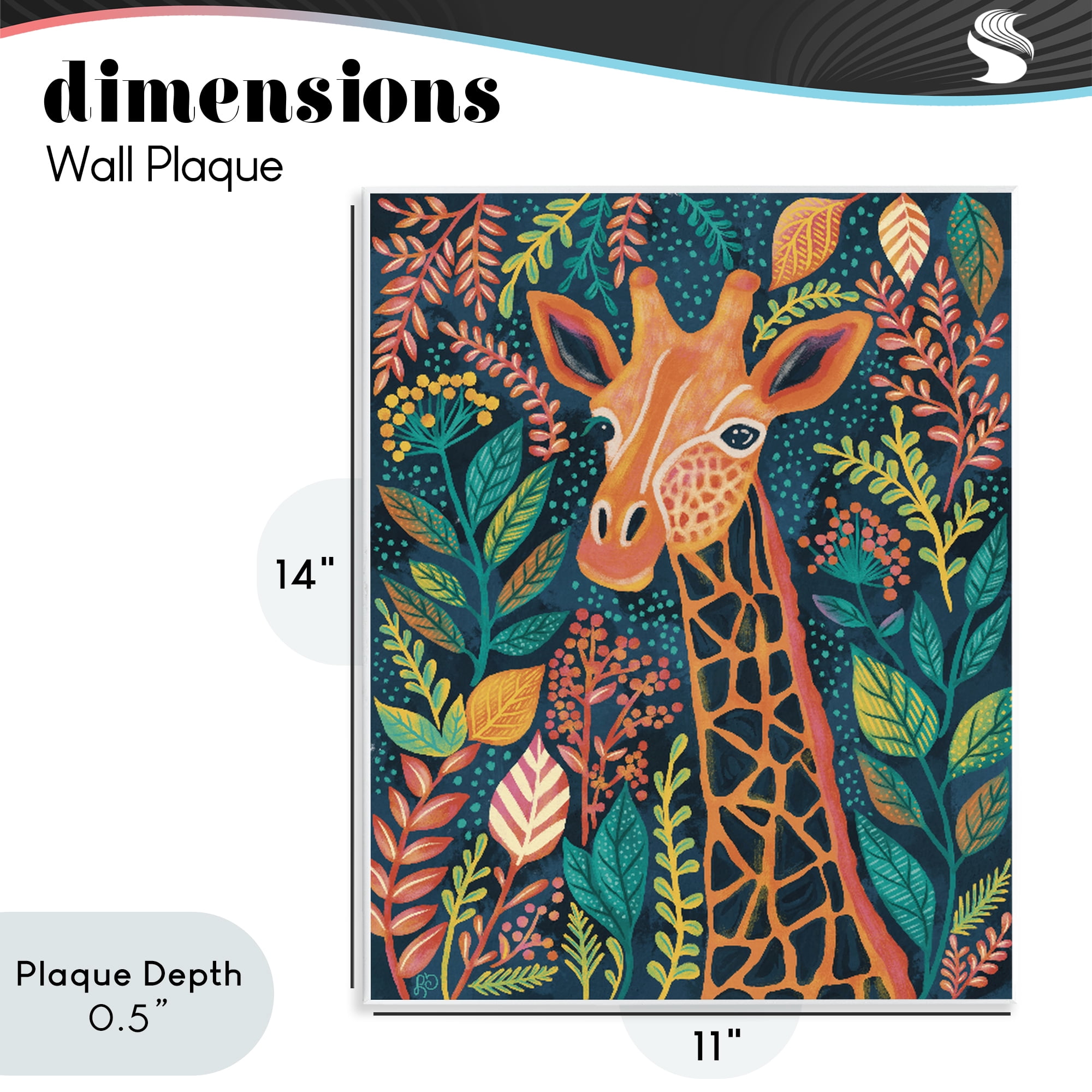 Stupell Industries Exotic Leaf Pattern Giraffe Wall Plaque Art, design by Lisa R Dumm