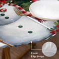 thumbnail image 3 of Red Plaid Christmas Round Tablecloth, Fitted Table Cover with Elastic for 45"-54" Round Tables, Snowman Xmas Tree Snowflake Gifts Elk Table Cloth Outdoor Indoor Dinning Party Waterproof Tablecloths, 3 of 7