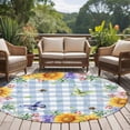 thumbnail image 4 of Round Rug 5Ft Washable Non-Slip, Sunflowers Circle Area Rugs for Living Room Bedroom, Spring Watercolor Flowers Butterflies Hydrangea Blue Indoor Floor Mats Carpet Runner for Home Decor Aesthetic, 4 of 8