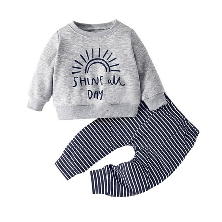 

Toddler Boys Girls Long Sleeve Letter Prints Pullover Tops Pants Outfits Girls Clothes Teens
