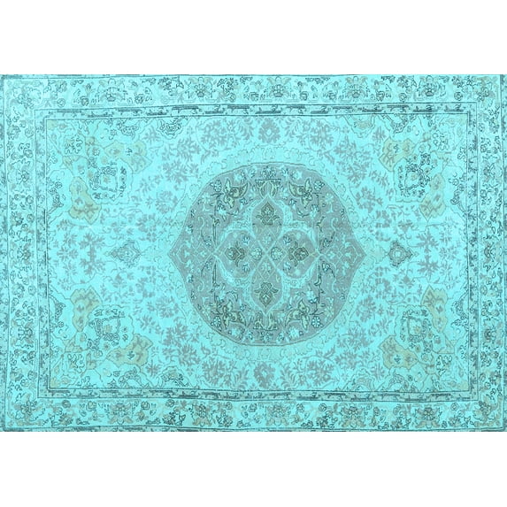 Ahgly Company Indoor Rectangle Persian Light Blue Traditional Area Rugs, 7' x 10'